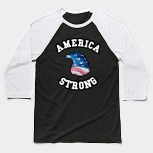 🦅 America Strong, 1776, Eagle Head Flag, Patriotic Baseball T-Shirt